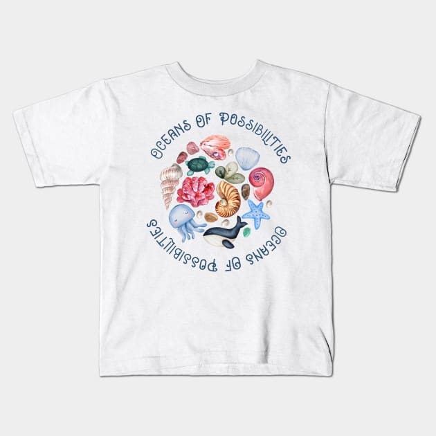 cute oceans of possibilities sea design Kids T-Shirt by Babyborn